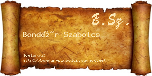 Bondár Szabolcs névjegykártya